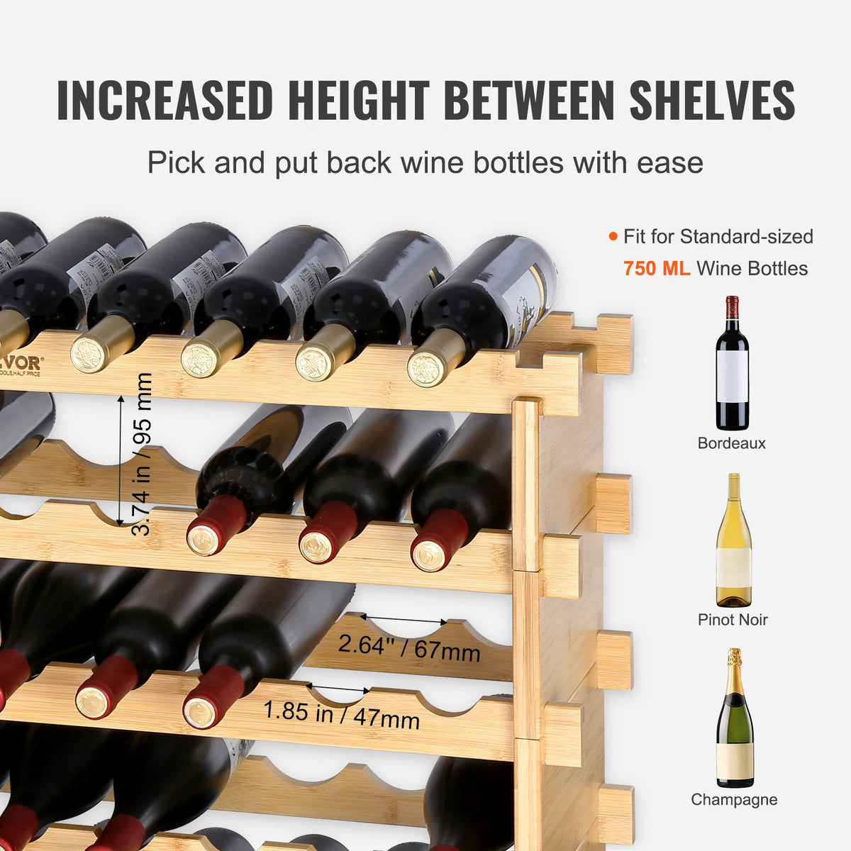 SucceBuy Stackable Bamboo Wine Rack For Elegant Bottle Storage