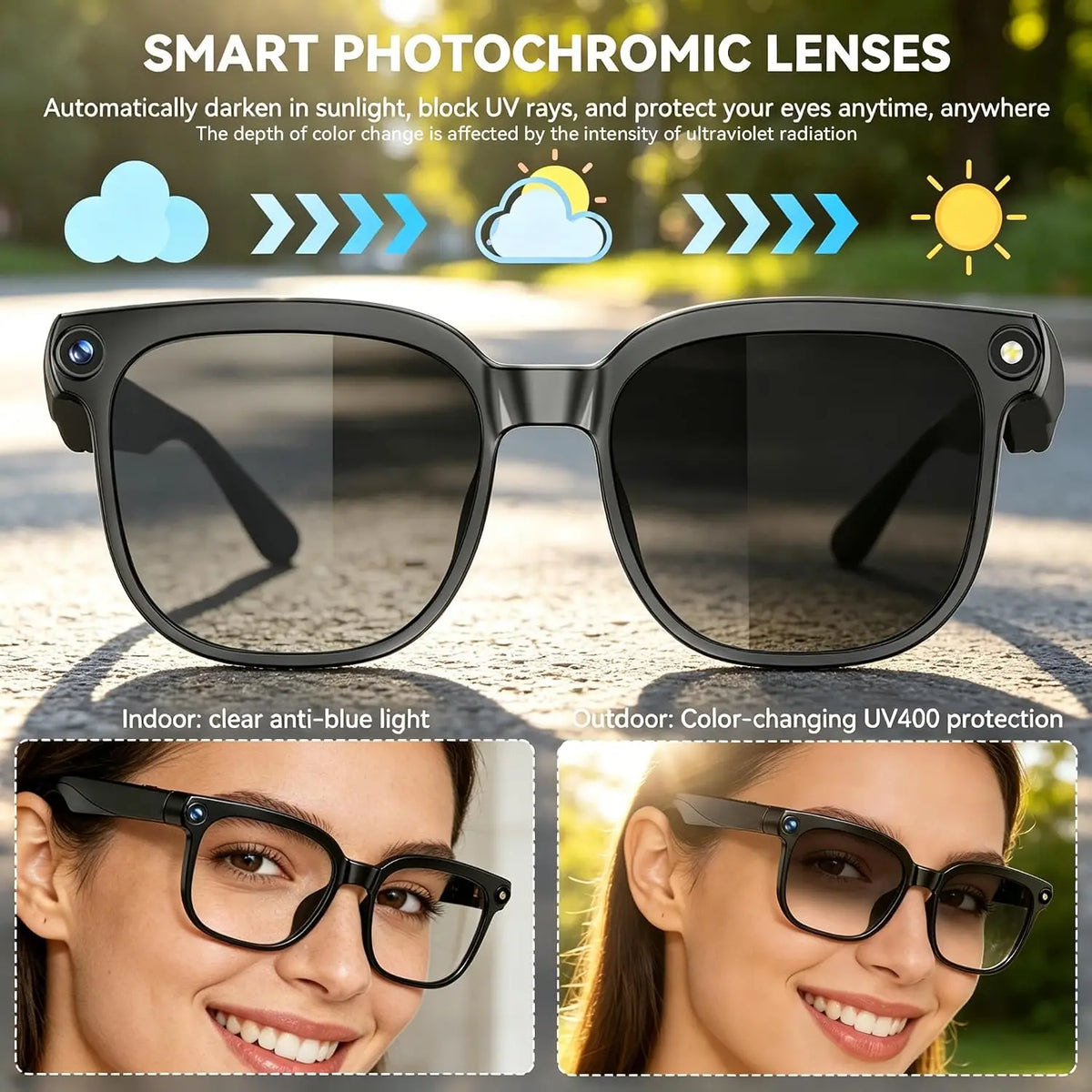Bluetooth AI Smart Glasses With 8MP Camera And Live Translation