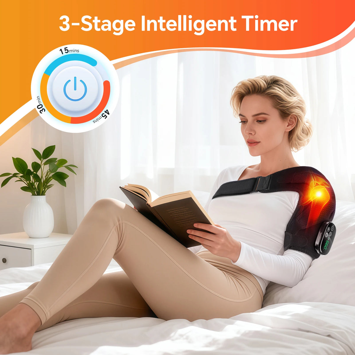 Hailicare Cordless Red Light Heating Vibration Shoulder Massager Pad