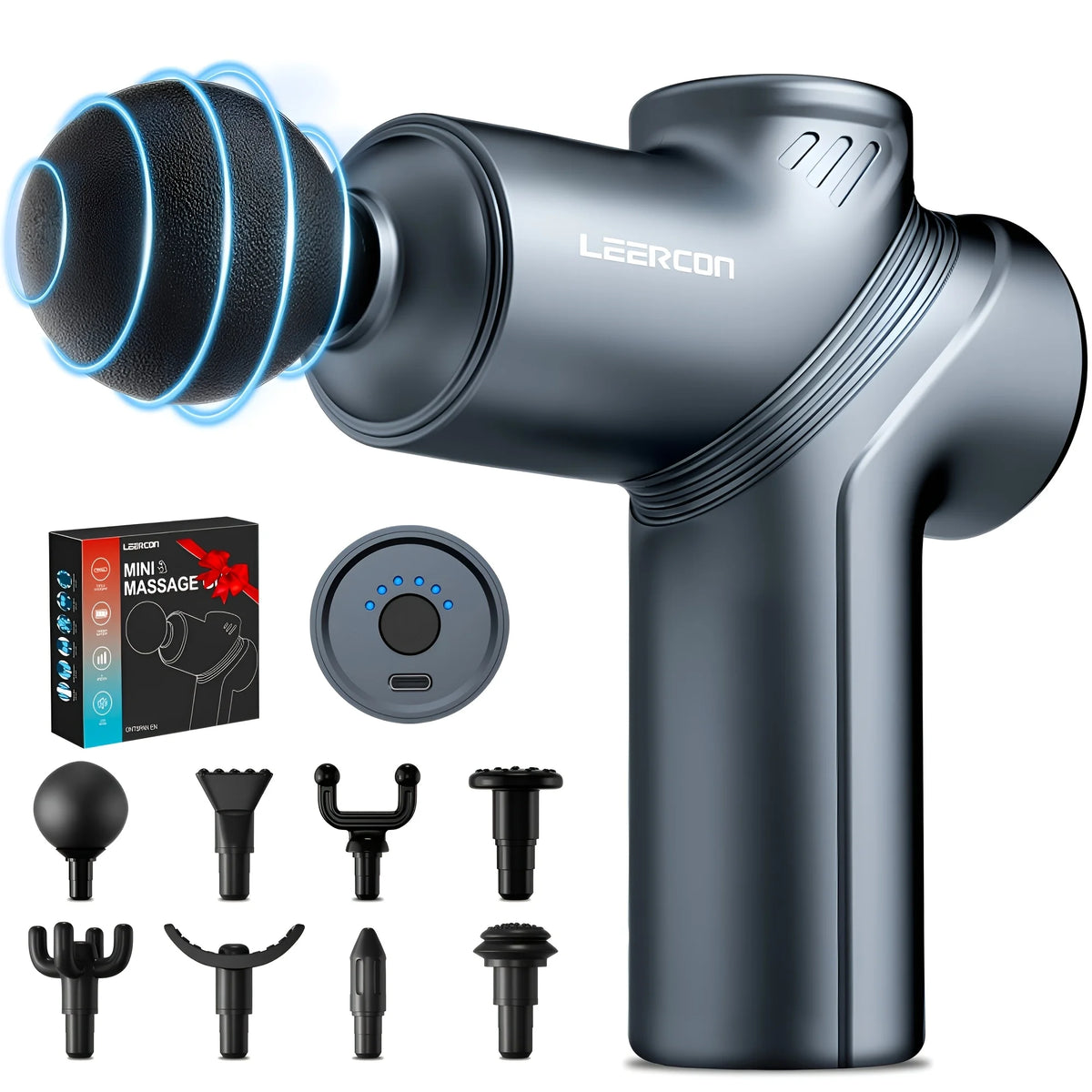 Leercon Massage Gun With Silent Brushless Motor And Four Heads