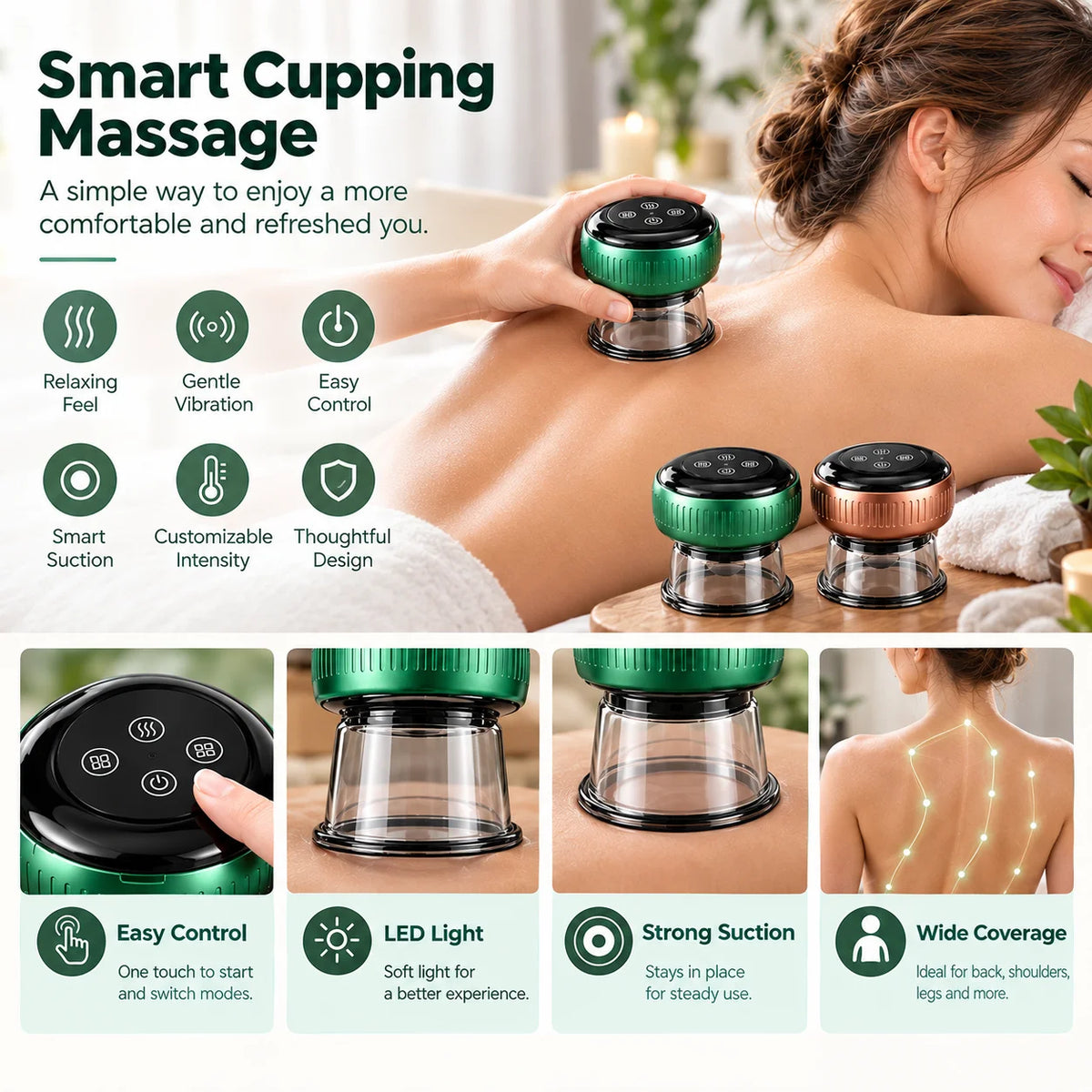 AGECIPHER Three In One Rechargeable Cupping Massage Relaxation Device