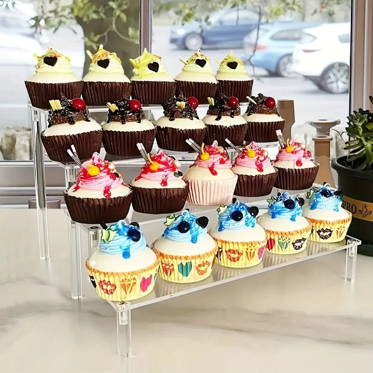 COBASPORT Clear Acrylic Display Stand for Jewelry Makeup and Cupcakes