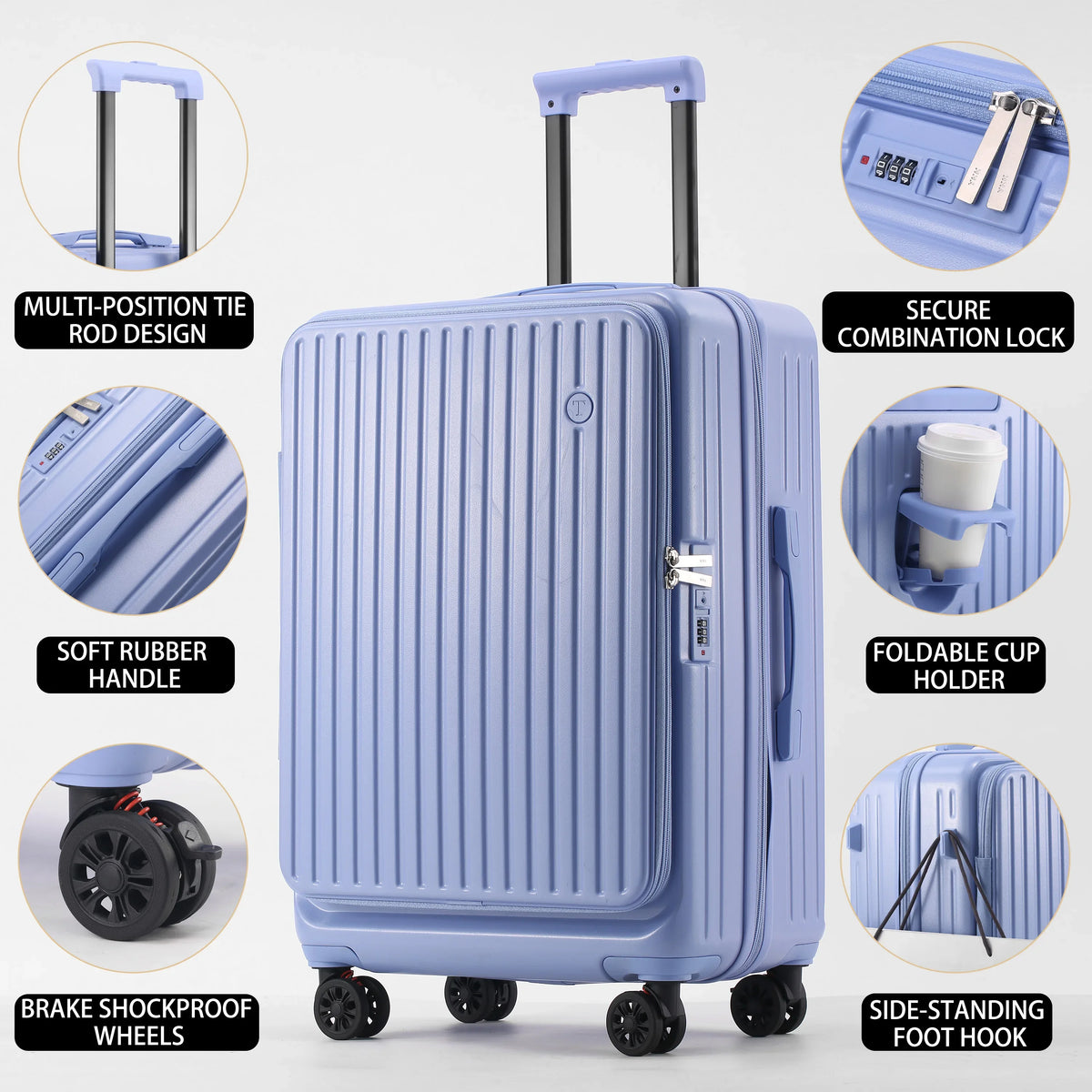 Dk Multifunctional Expandable Spinner Luggage With Brake Wheels And Usb