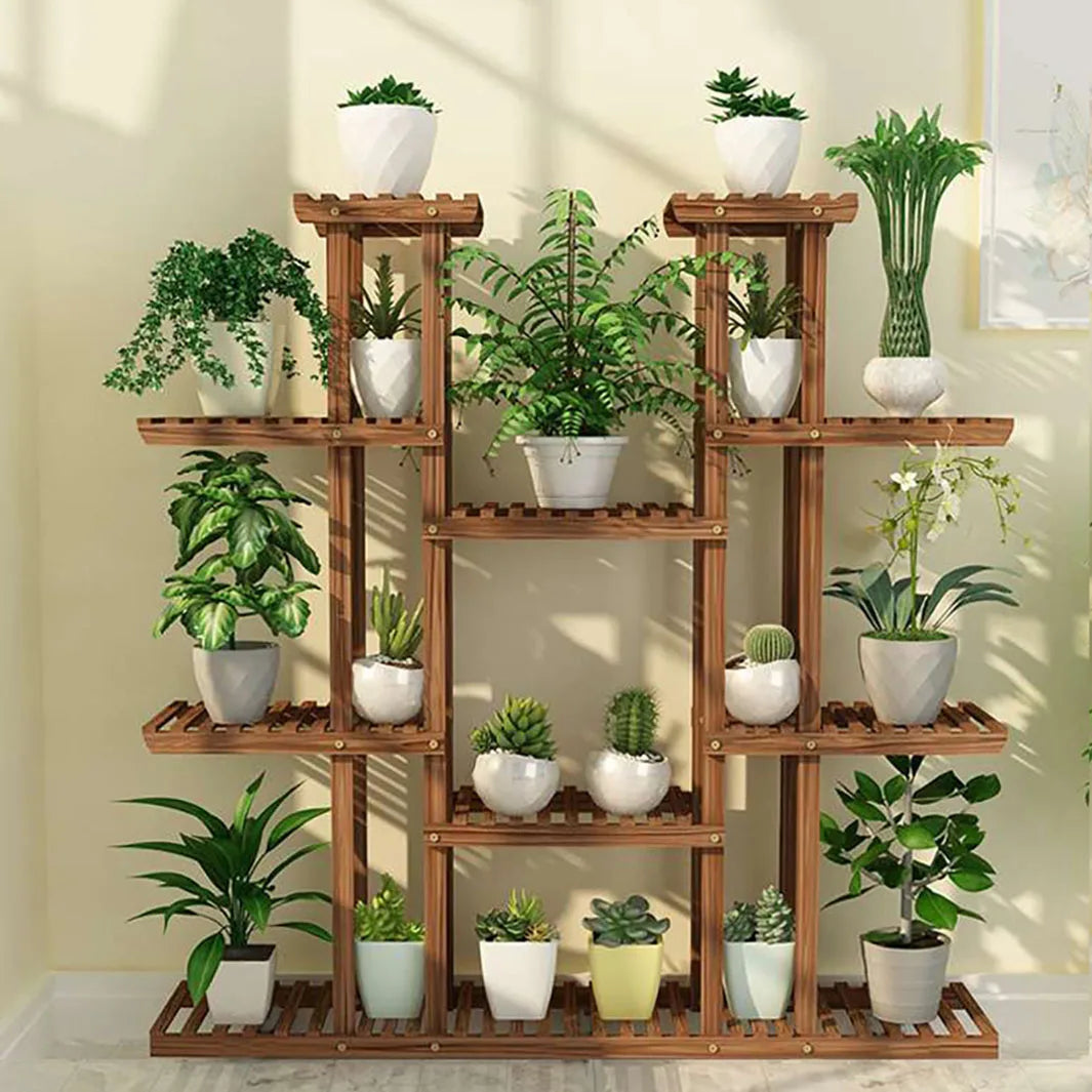 Wood Plant Stand Display Shelf for Indoor Outdoor Gardens