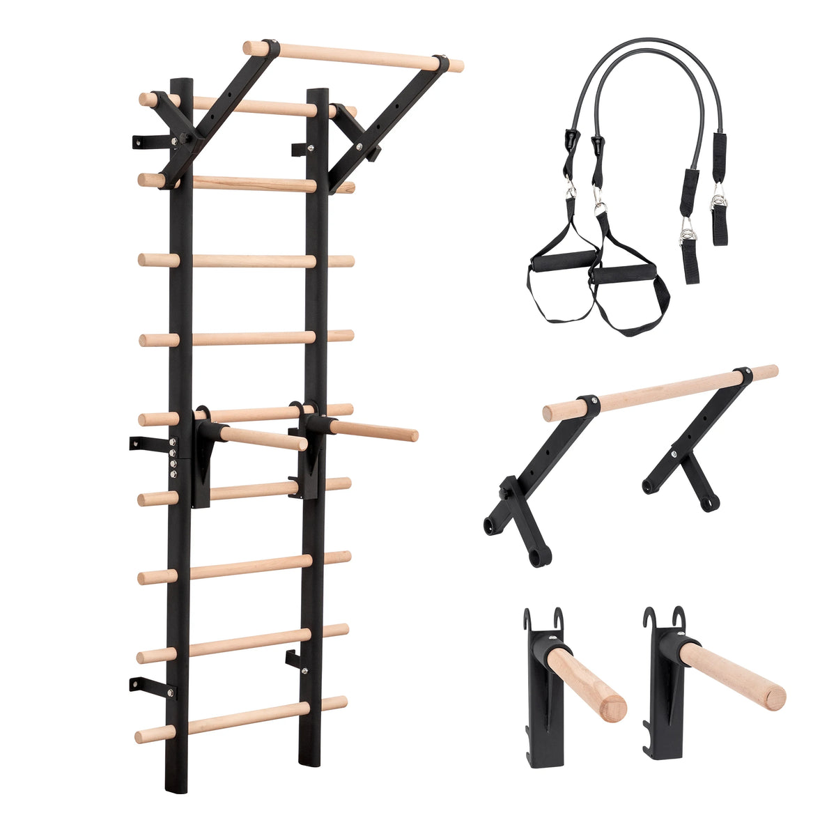 Wall Mounted Swedish Ladder With Pull Up And Dip Station