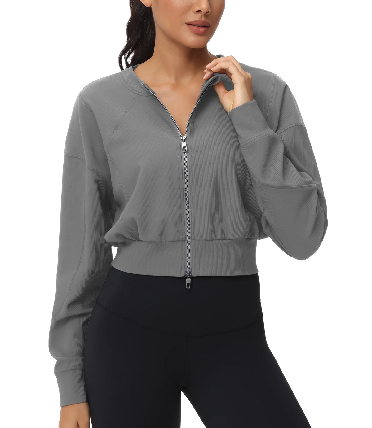 The Gym People Womens Lightweight Cropped Zip Jacket