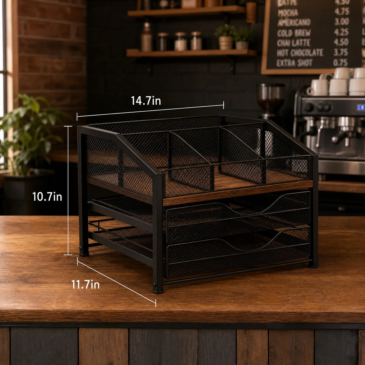 Coffee Bar Organizer With K Cup Holder And Condiment Storage