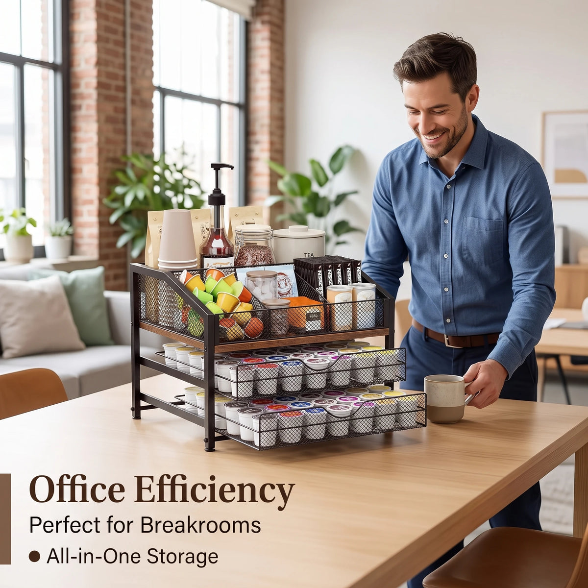 Coffee Bar Organizer With K Cup Holder And Condiment Storage