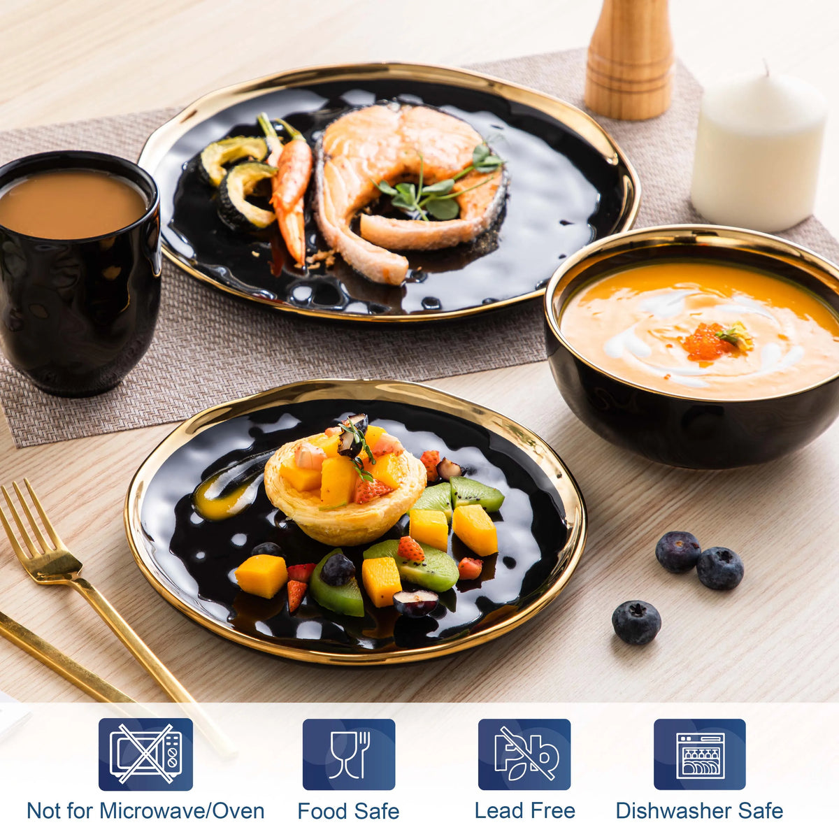 MALACASA Ceramic Dinnerware Set For Home Dining And Entertaining