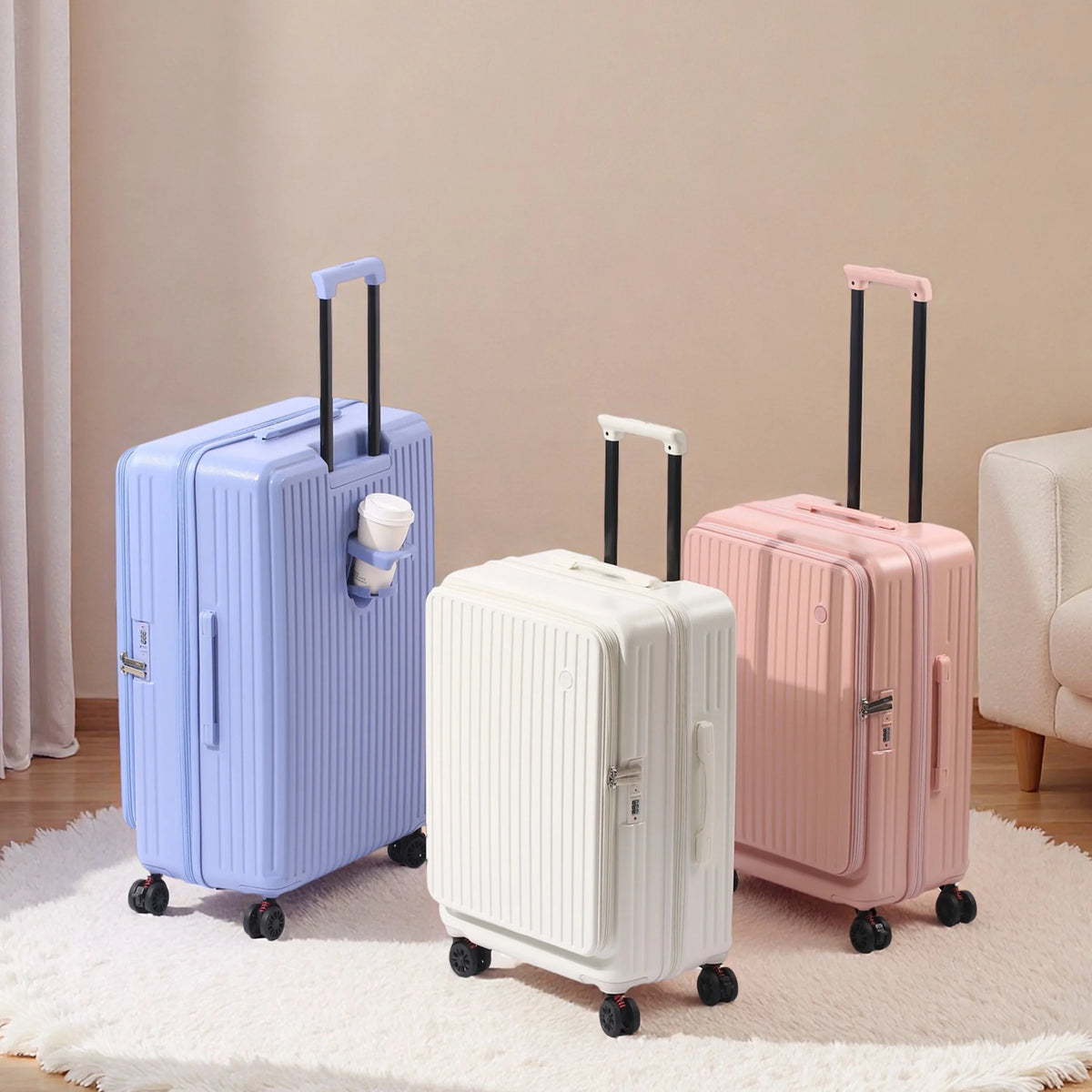 Dk Multifunctional Expandable Spinner Luggage With Brake Wheels And Usb