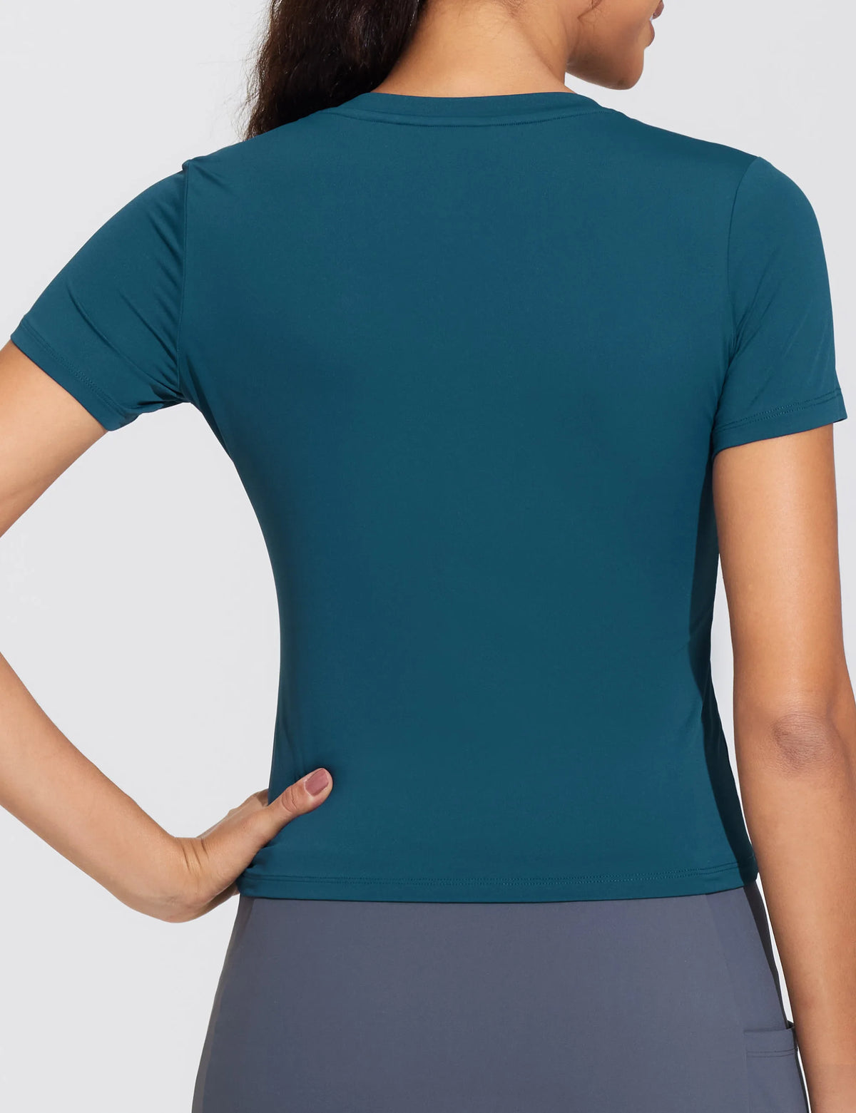 The Gym People Women's V-Neck Crop Slim Fit Yoga Tee