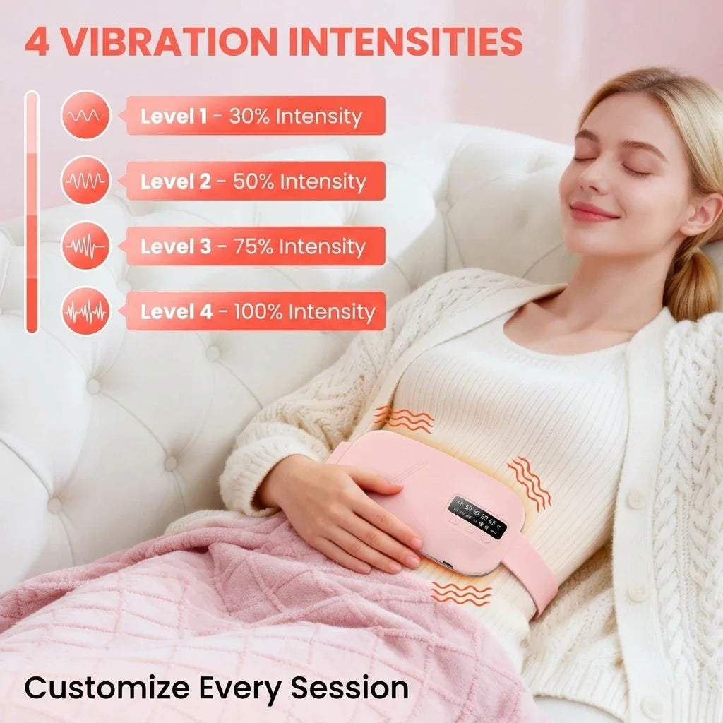 QIUGUO Cordless Heating Belt With Adjustable Heat And Vibration Modes
