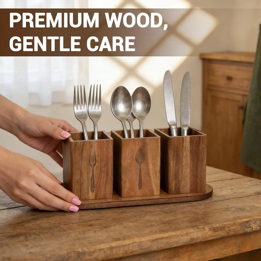 Garvee Acacia Wood Kitchen Utensil Holder Organizer