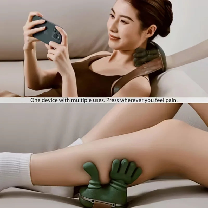 Wireless Heated Neck And Shoulder Massager With Finger Massage