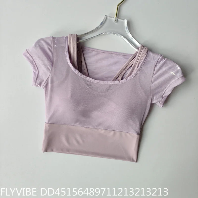 Women Quick Dry Seamless Yoga Top With Built In Support
