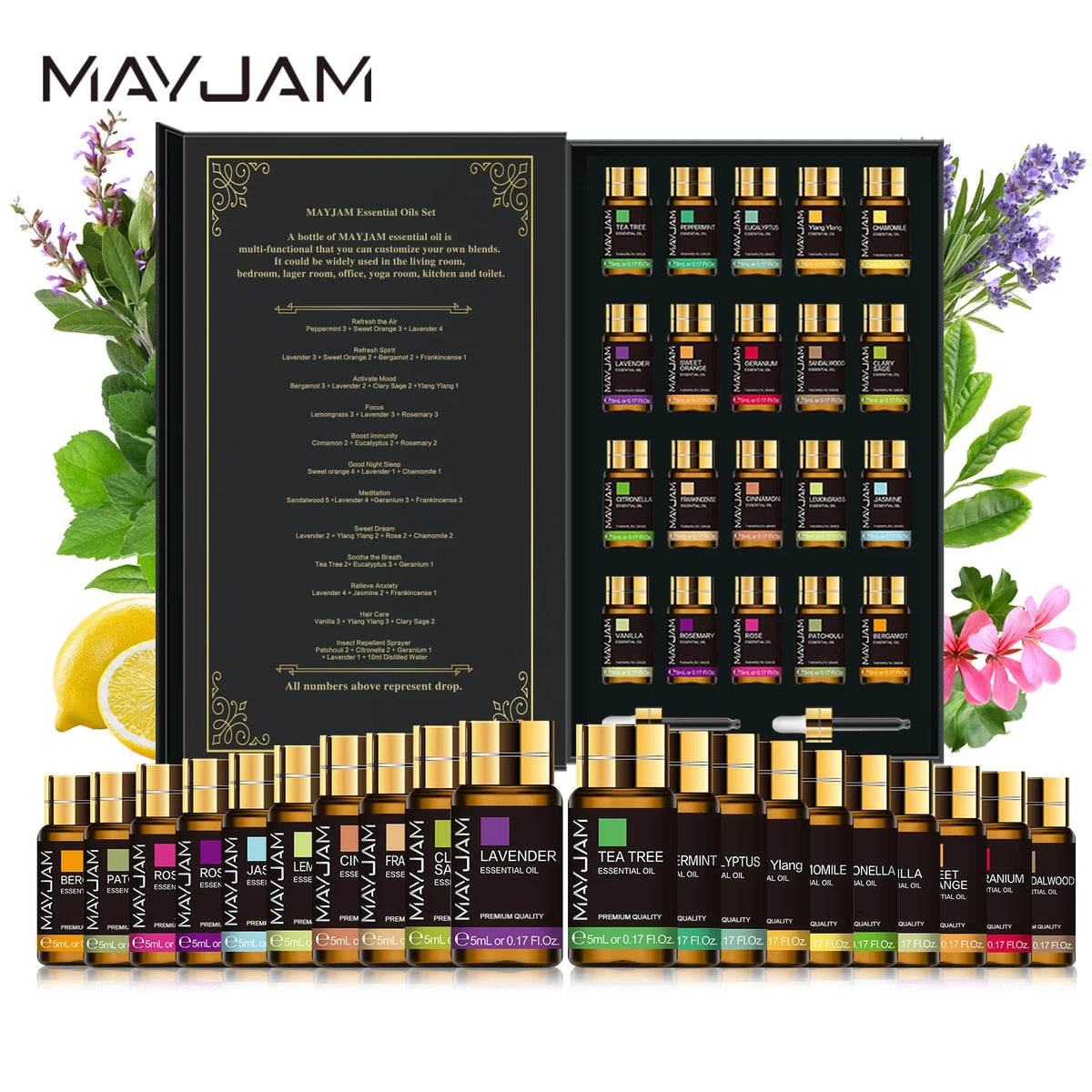 Mayjam Pure Essential Oil Kit For Aromatherapy Diffusers