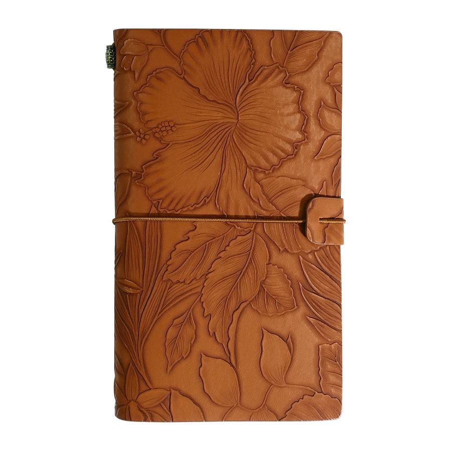 Embossed Floral Travel Journal With Elastic Strap And Lined Pages