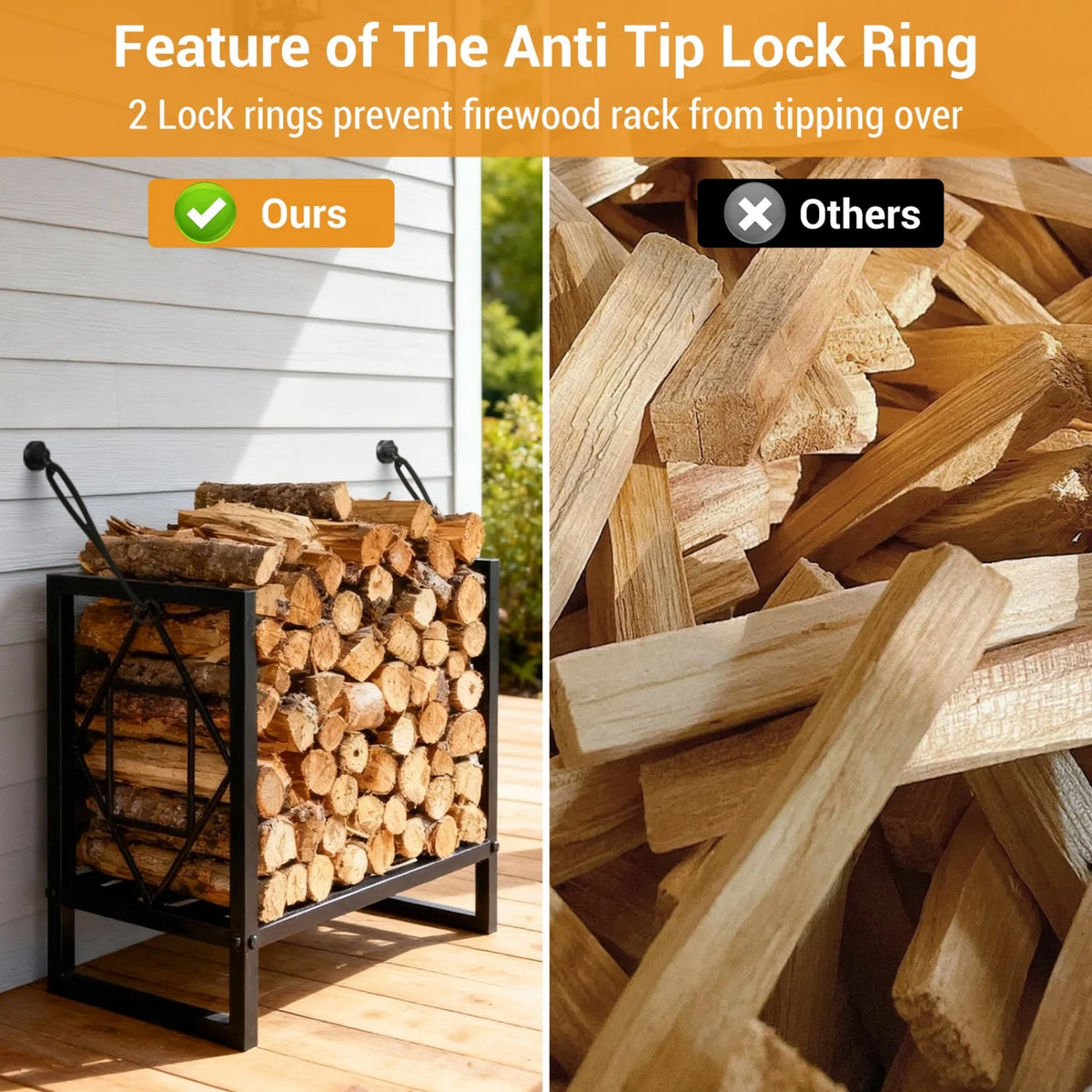 Metal Firewood Rack Indoor Outdoor Fireplace Log Storage Holder Stand