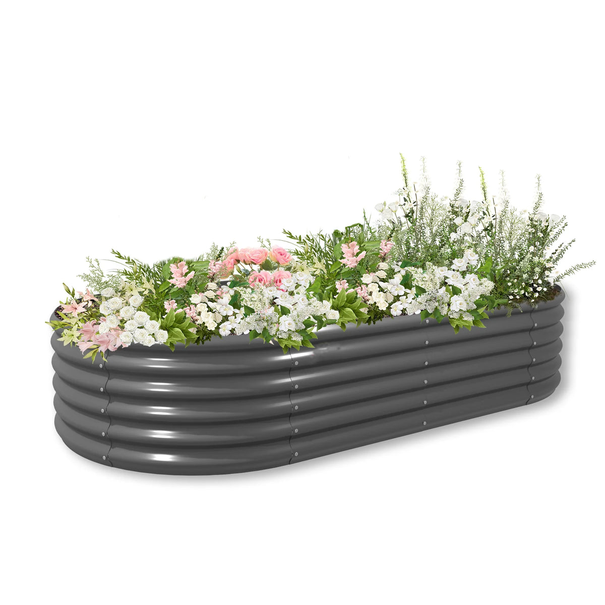 Tramull Galvanized Raised Garden Bed Planter for Vegetables and Flowers