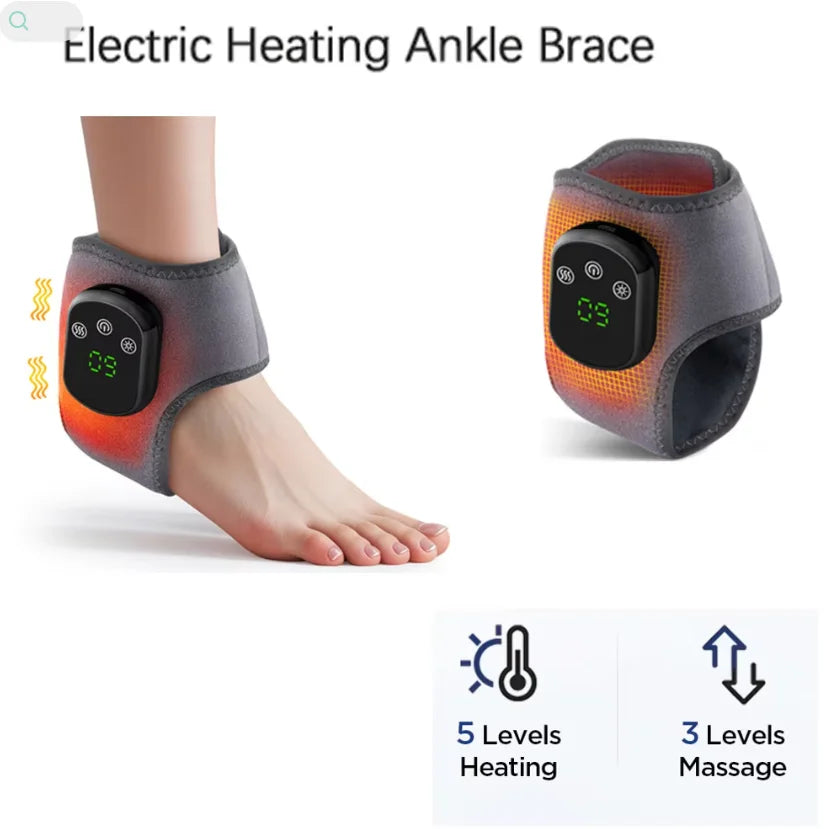 Hailicare Rechargeable Heated Ankle Brace With Vibration Foot Massage