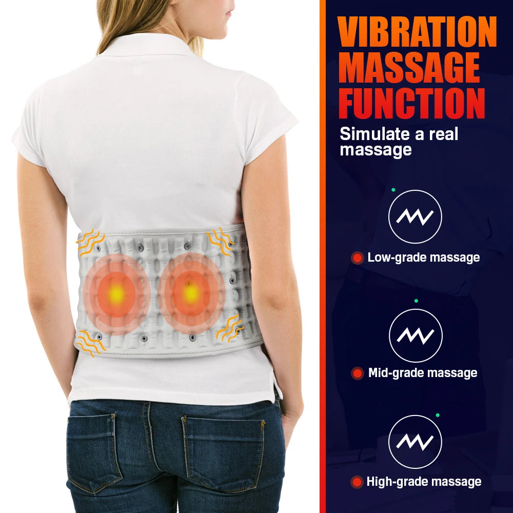 Pastsky Rechargeable Heated Lumbar Support With Red Light And Vibration Massage