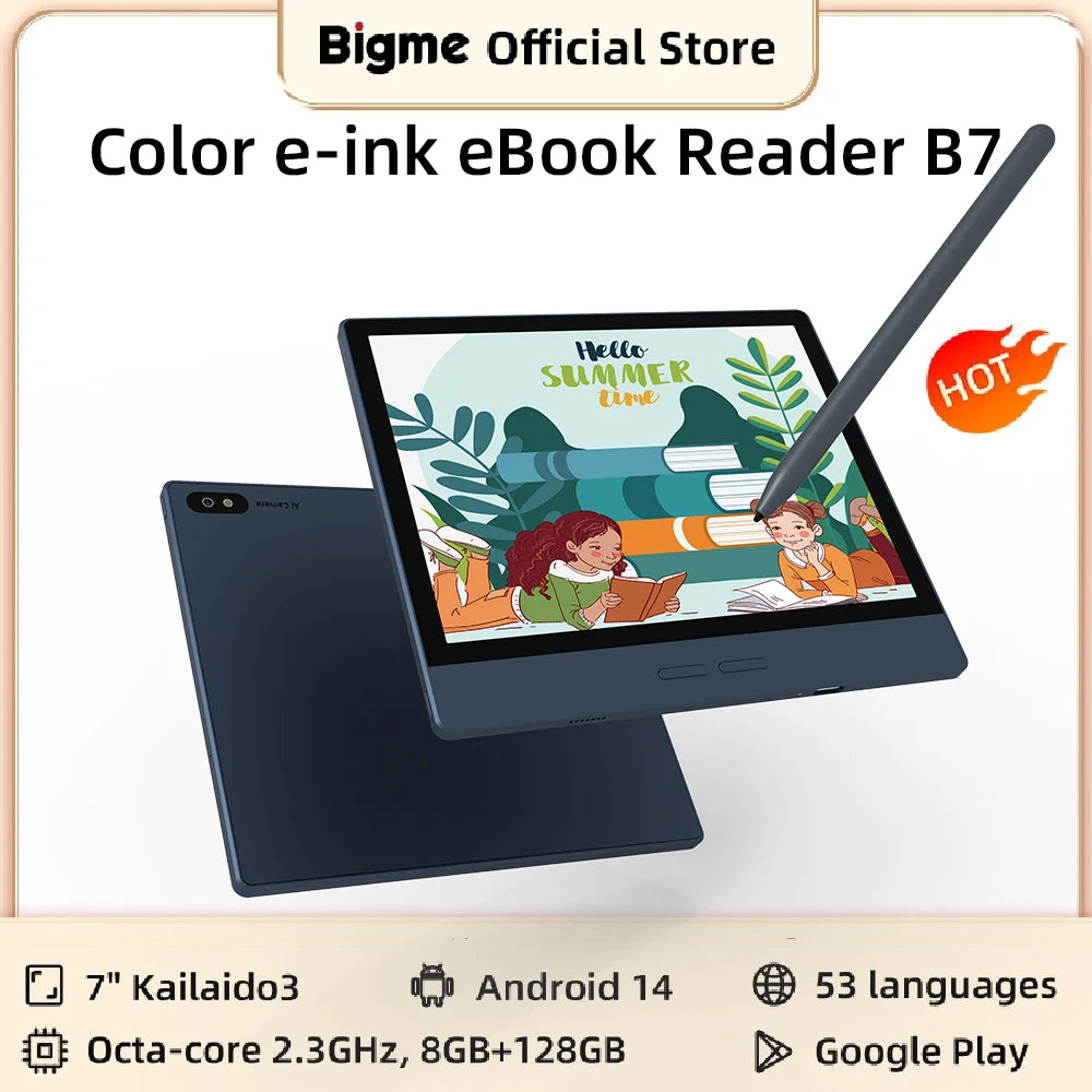 Bigme Ebook Reader Android 14 300PPI 4G Calling E Ink Tablet