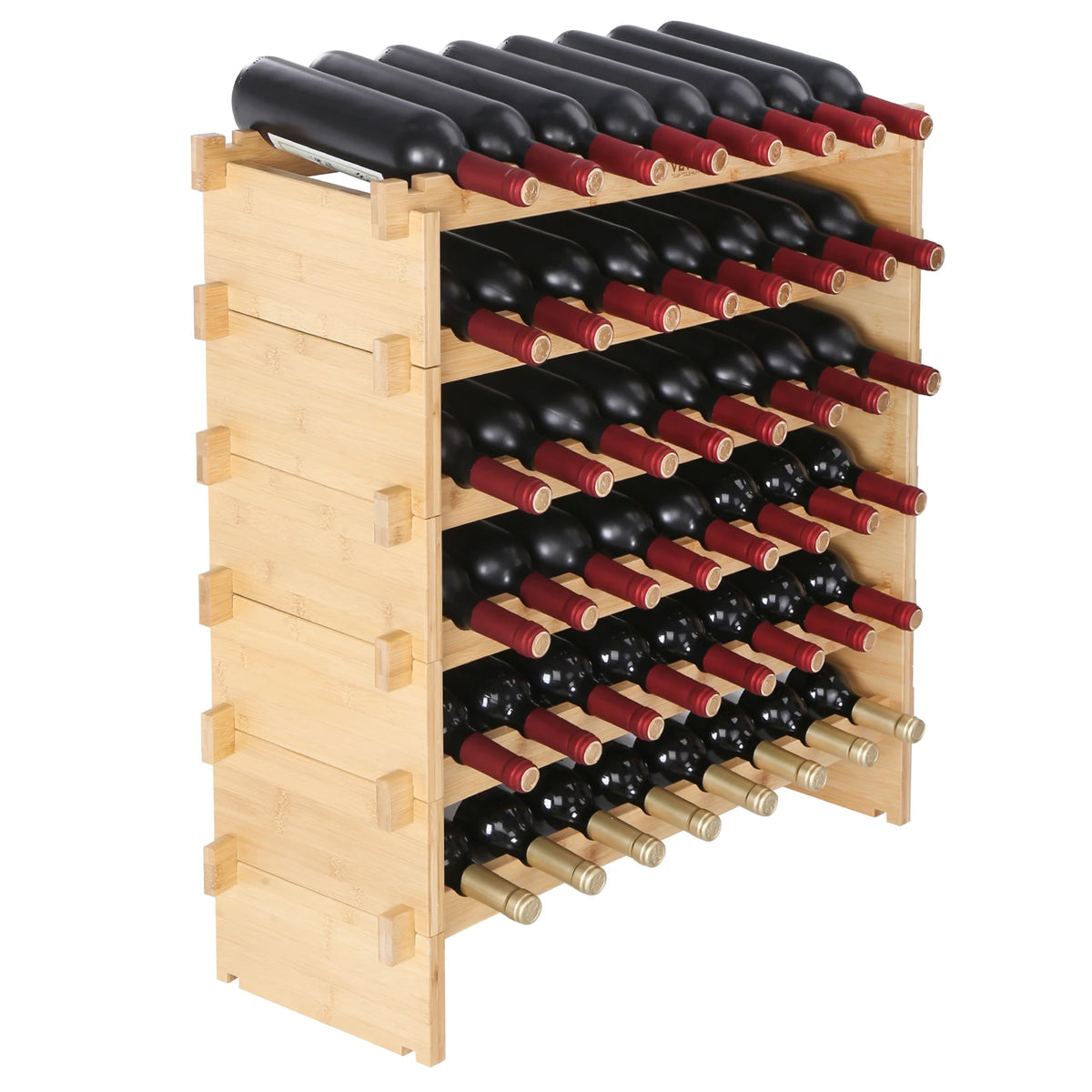 SucceBuy Stackable Bamboo Wine Rack For Elegant Bottle Storage