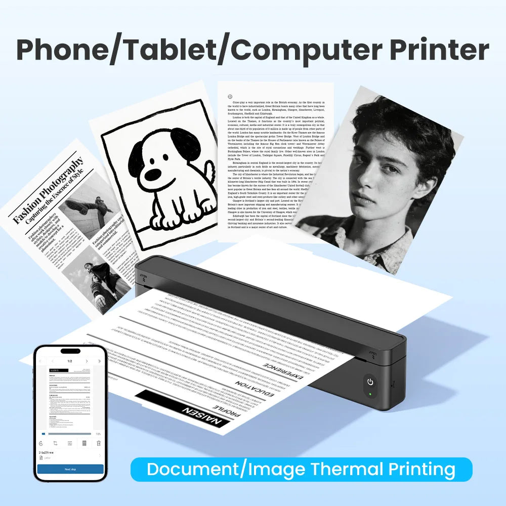 SWIFINT Wireless Inkless Thermal Printer for Travel and Home Office