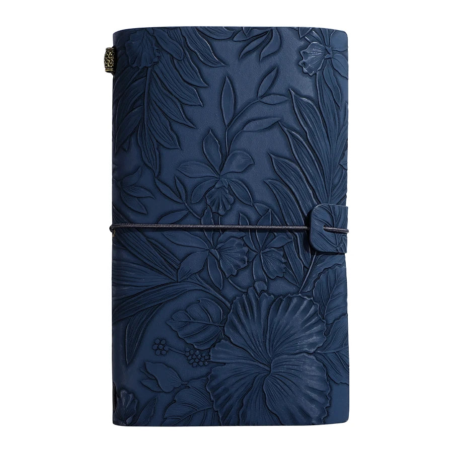 Embossed Floral Travel Journal With Elastic Strap And Lined Pages