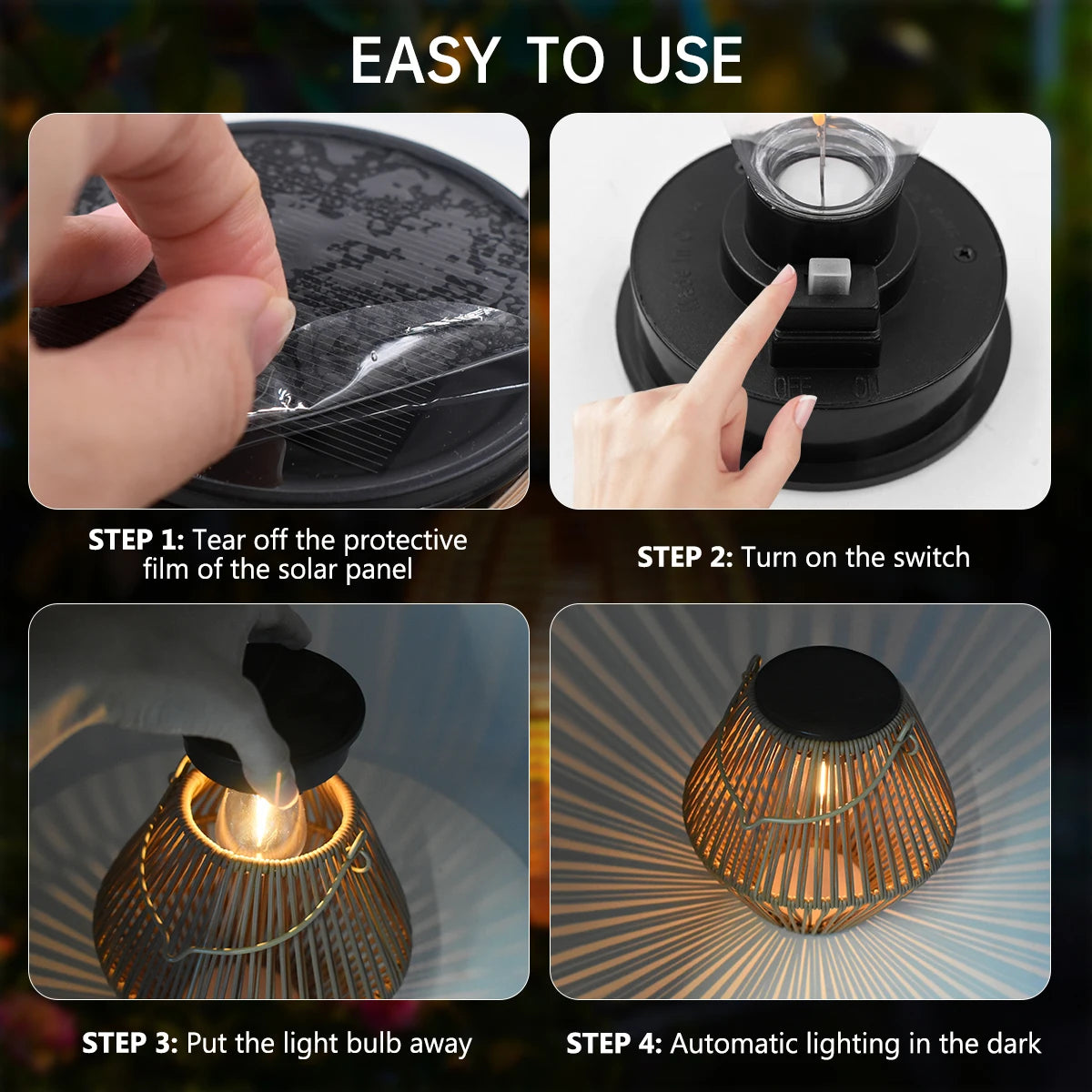 AMARYLLIS Solar Bamboo Lantern Waterproof Hanging LED Garden Light