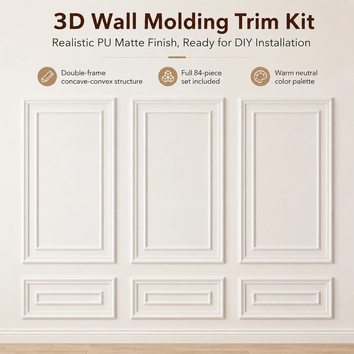 Peel And Stick Double Frame Wainscoting Wall Molding Kit