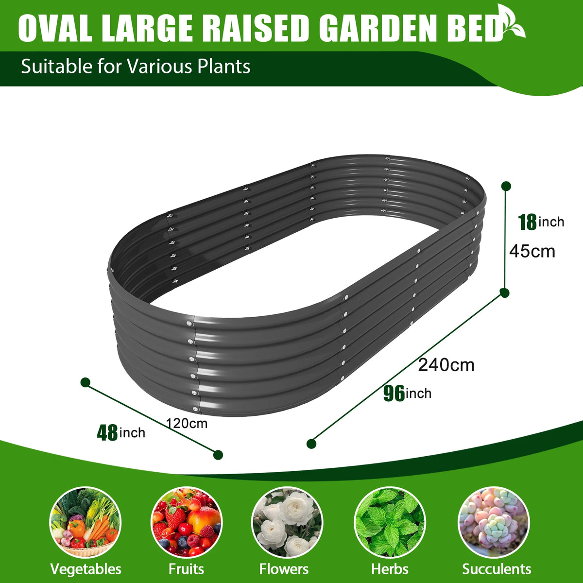 Tramull Galvanized Raised Garden Bed Planter for Vegetables and Flowers