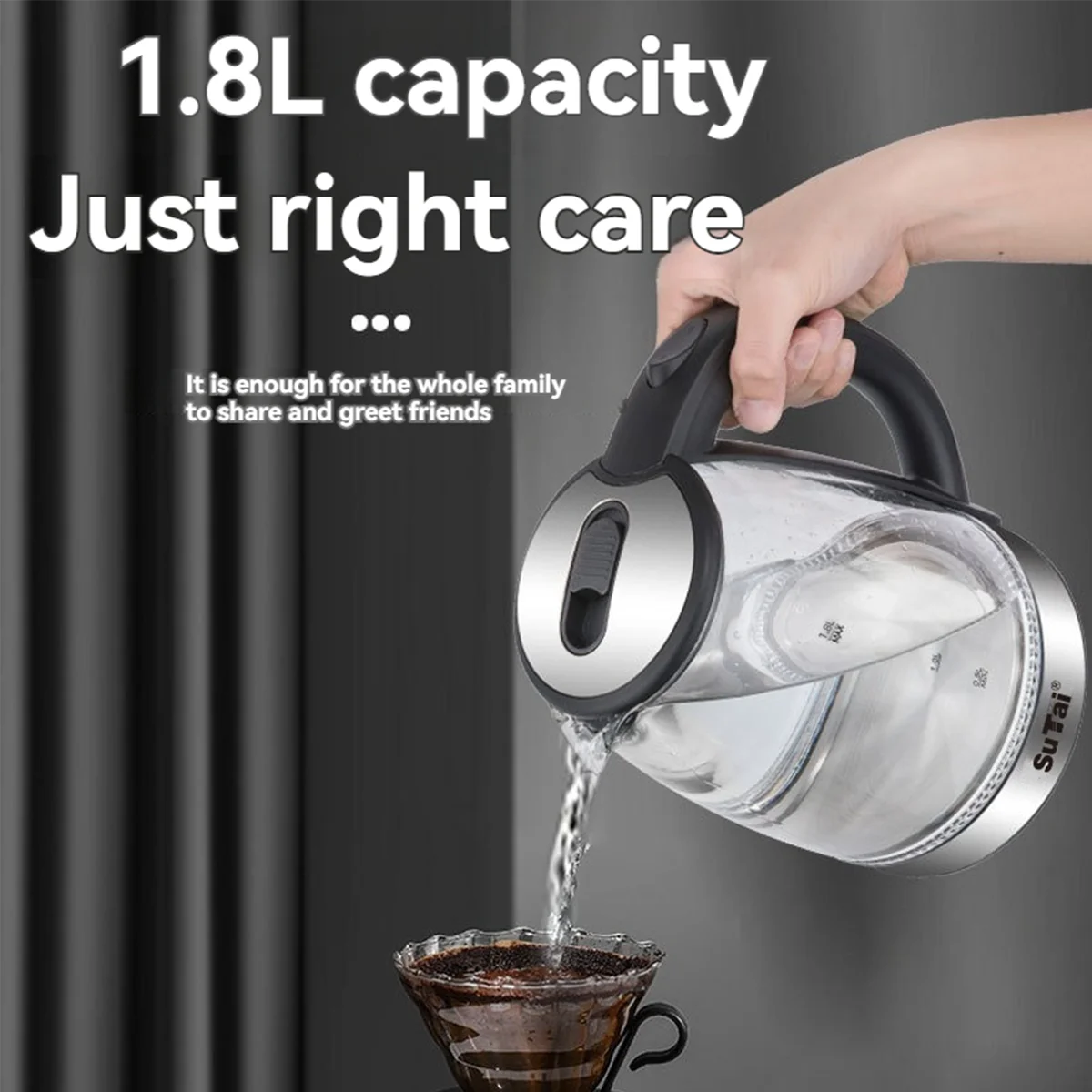 Electric Glass Kettle With Auto Shutoff And LED Indicator