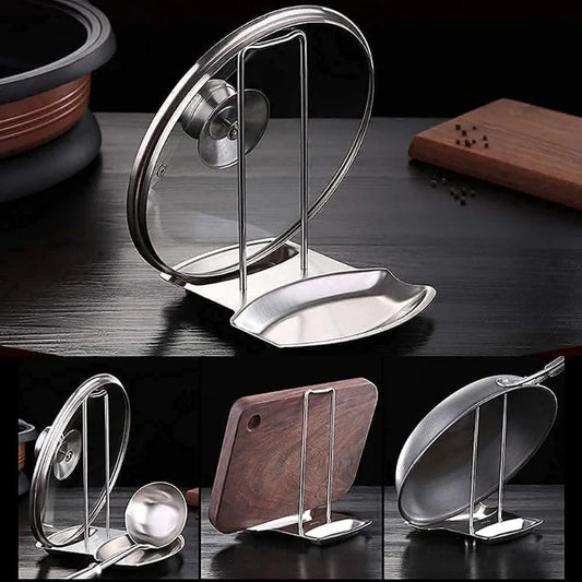 Stainless Steel Pan Lid Holder And Spoon Rest Kitchen Organizer