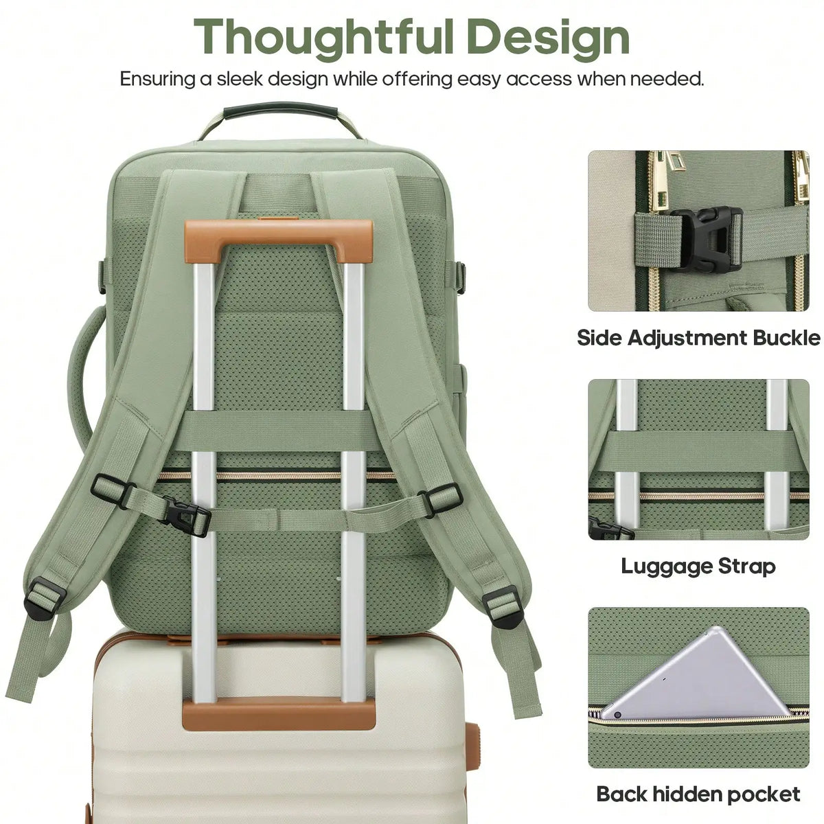 Waterproof Travel Backpack With Packing Cubes For Airplane Carry On