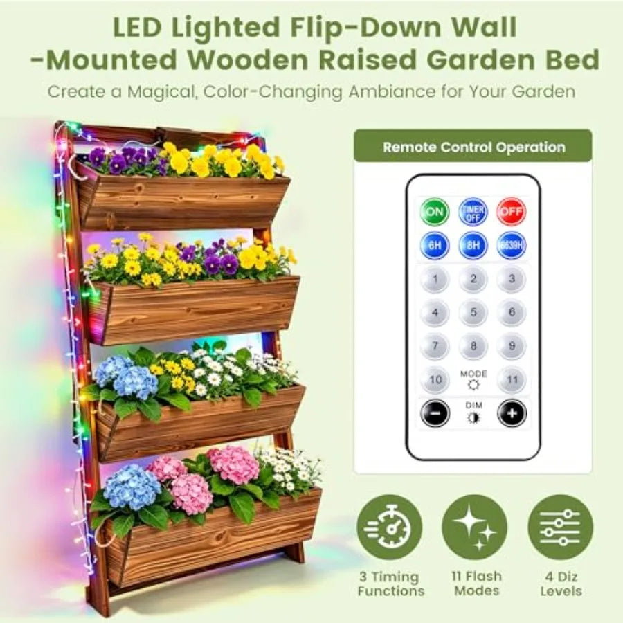 MDNG Outdoor Vertical Garden Planter With LED Lights And Drainage