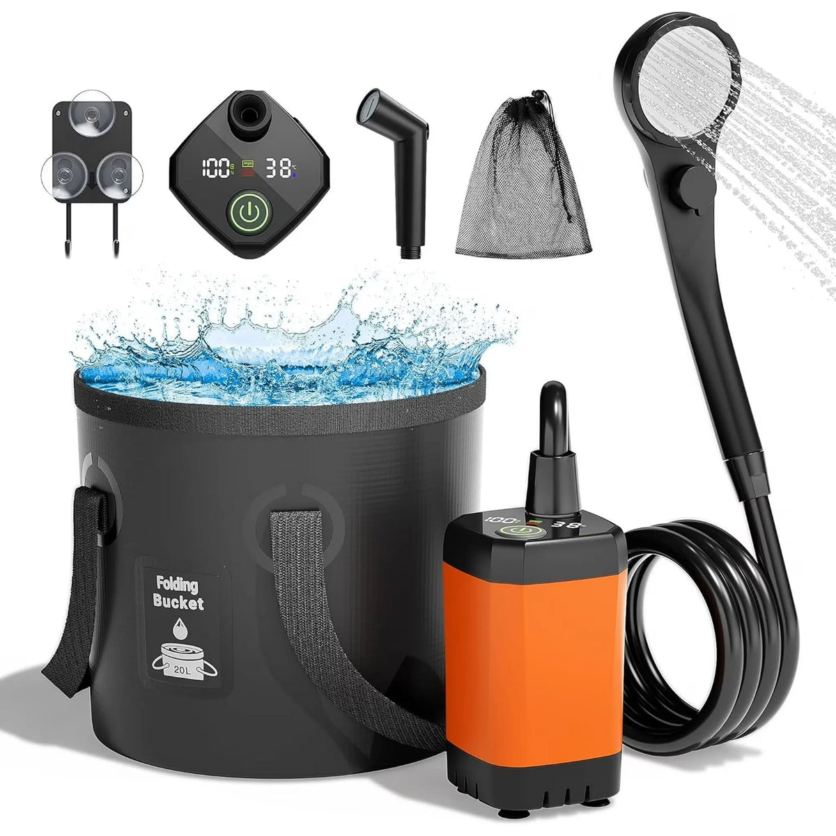 Moriko Rechargeable Portable Camping Shower With Led Display