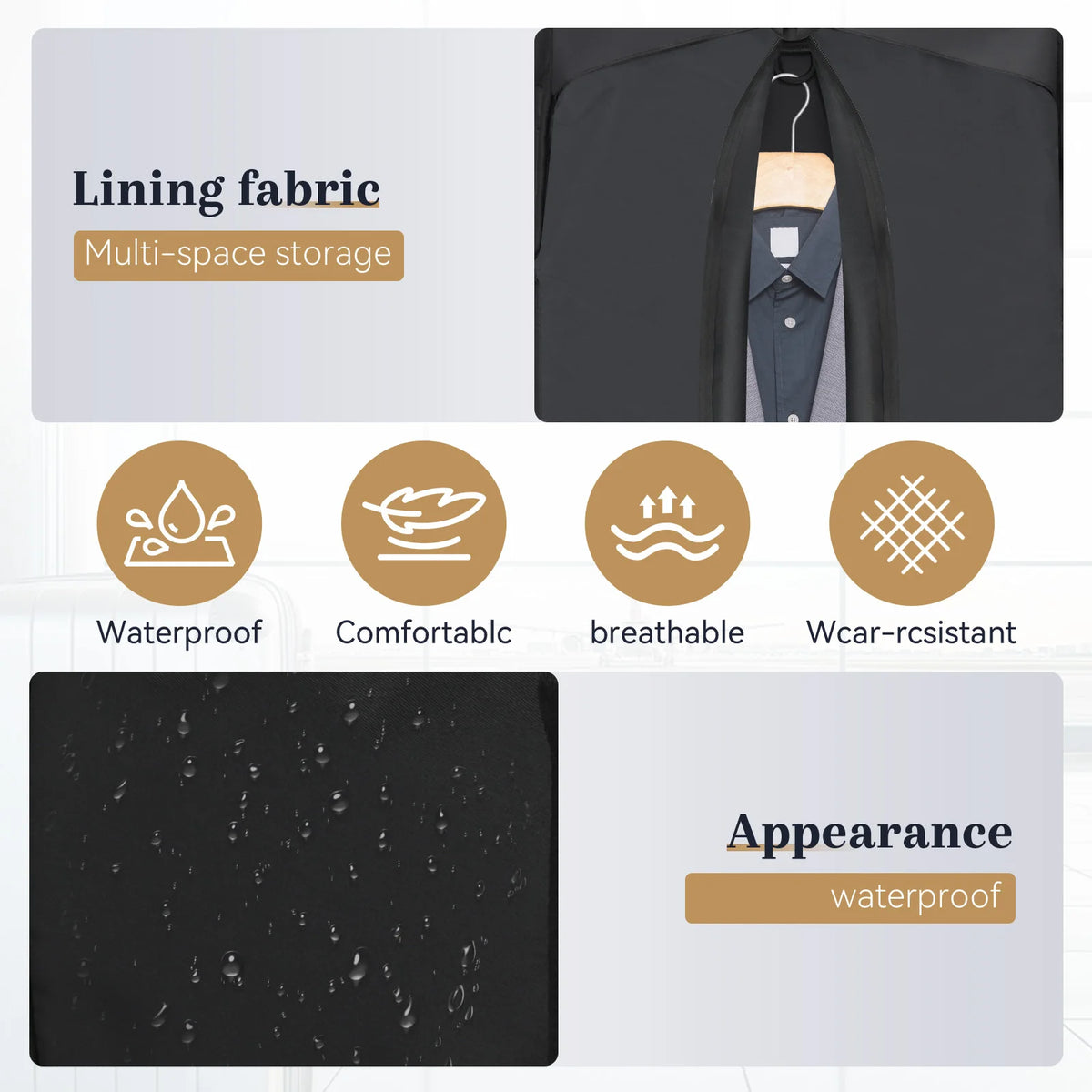Nylon Travel Garment Bag With Shoulder Strap And Hanging Suit
